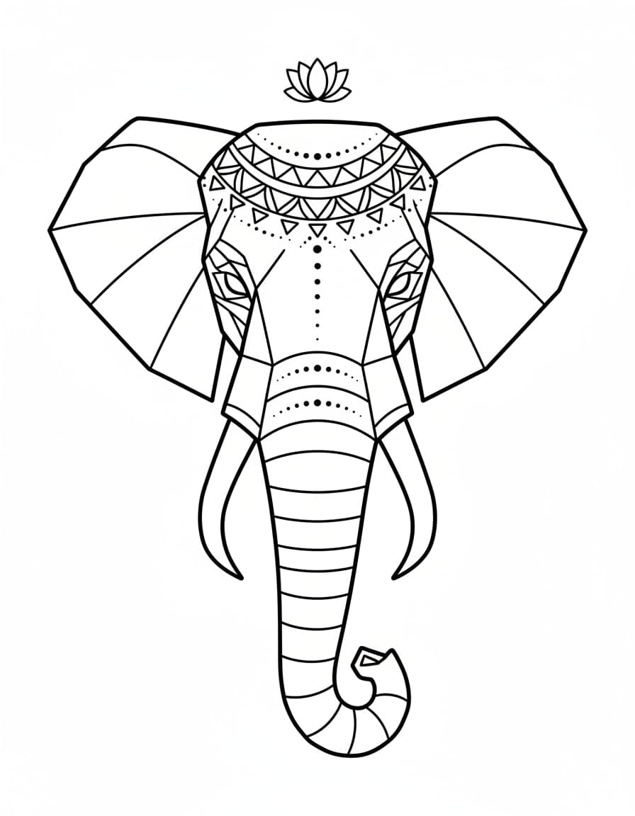 Geometric Ornamental Elephant Temporary Tattoo — view 1