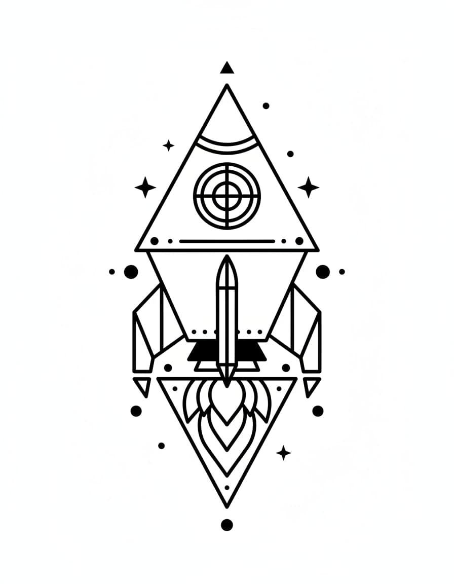 Geometric Rocket Temporary Tattoo — view 1