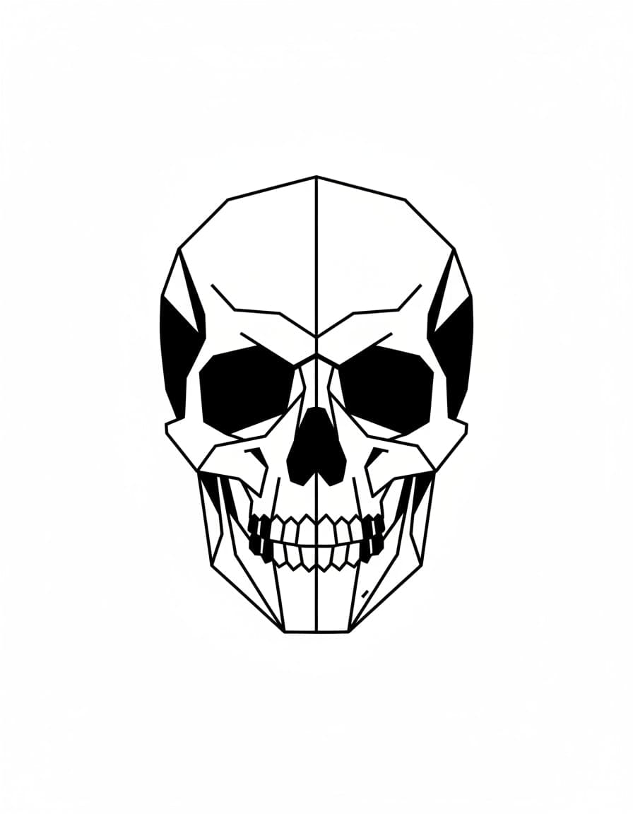 Geometric Faceted Skull Temporary Tattoo — view 1