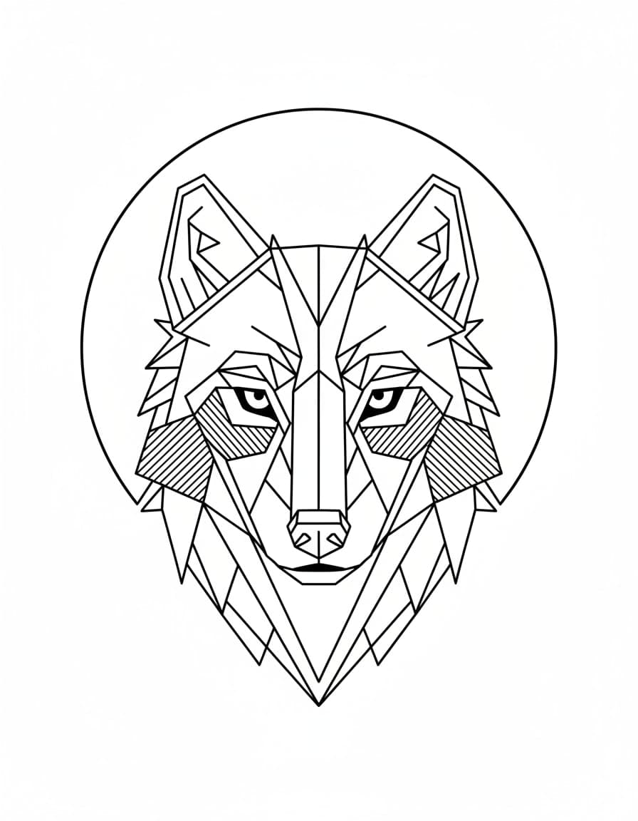Geometric Wolf Head Temporary Tattoo — view 1