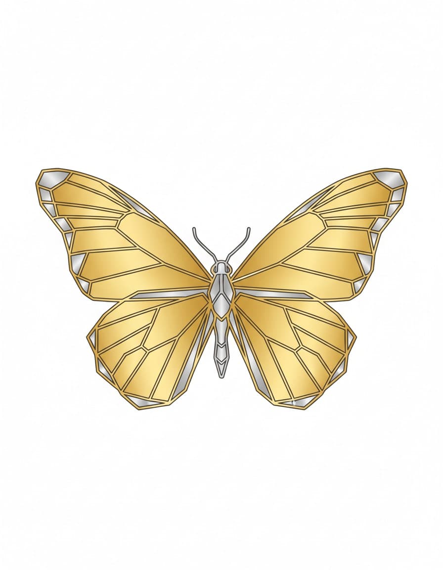 Gold and Silver Butterfly Temporary Tattoo — view 1