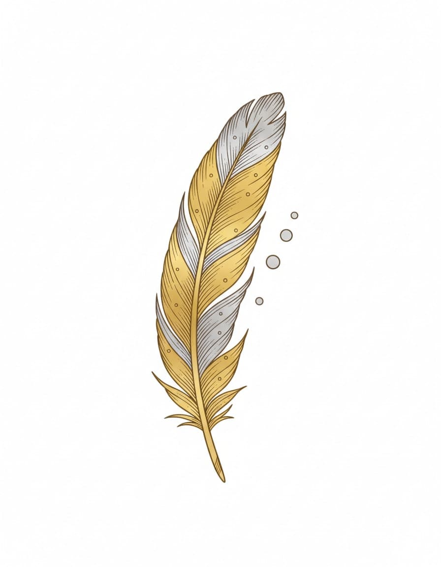Gold and Silver Feather Temporary Tattoo — view 1