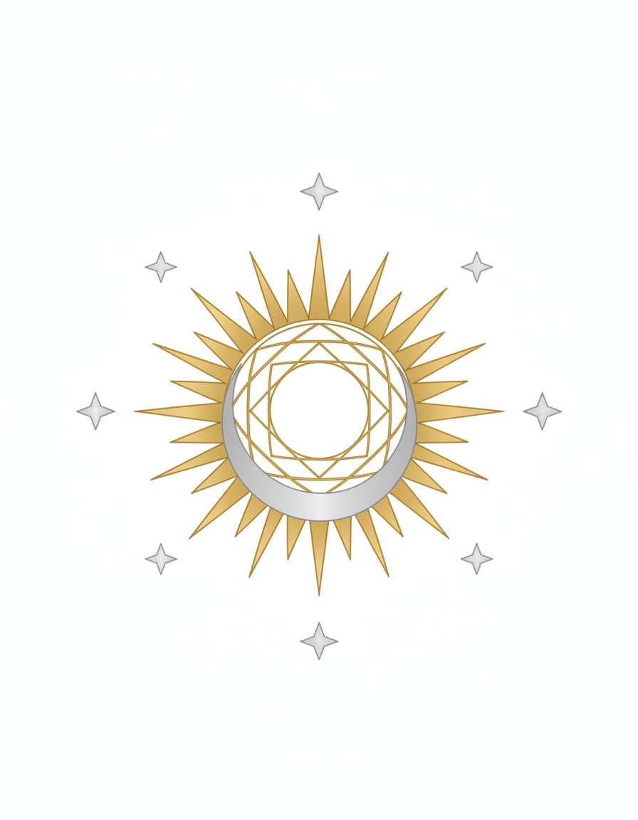 Gold and Silver Geometric Sun and Moon Temporary Tattoo — view 1