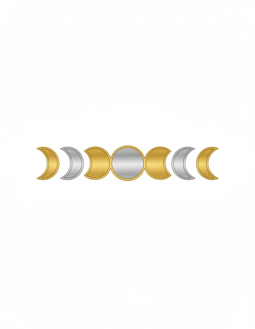 Gold and Silver Moon Phases Temporary Tattoo — view 1