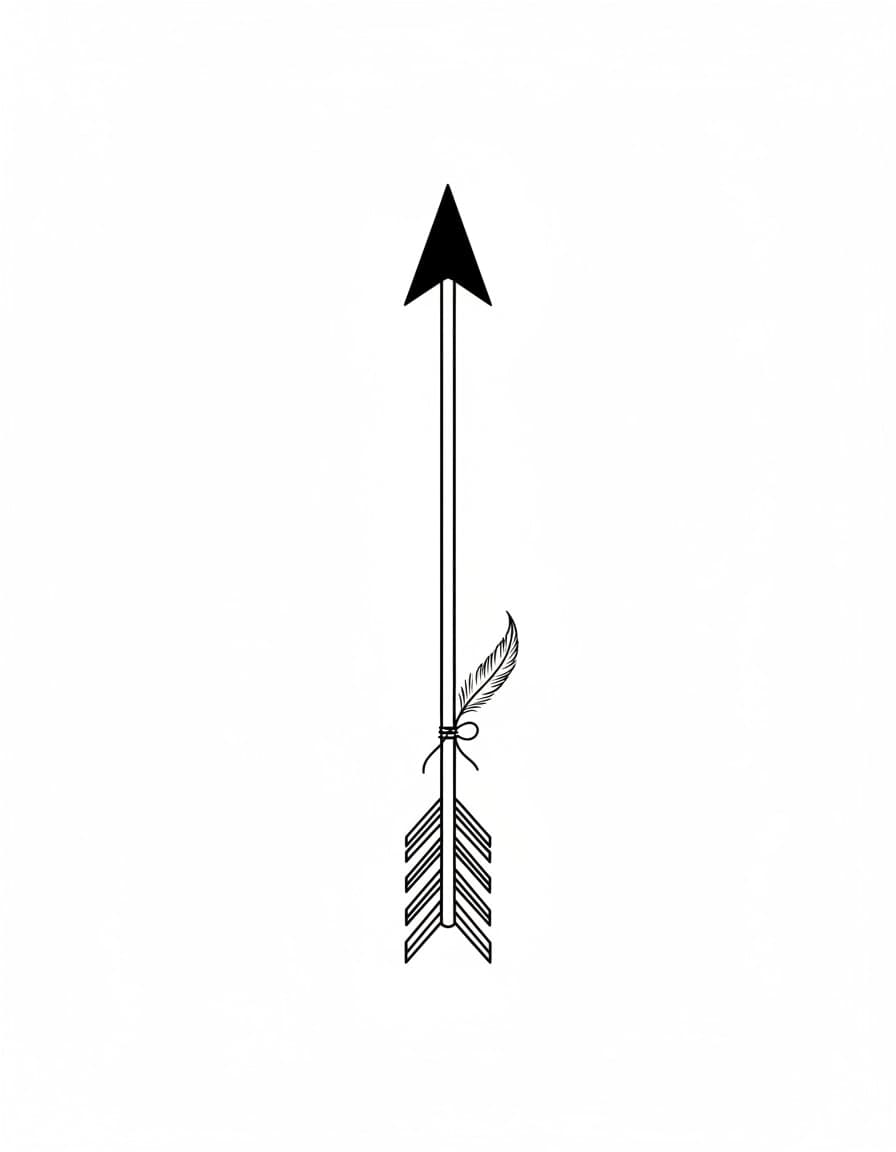 Minimalist Arrow with Feather Temporary Tattoo — view 1