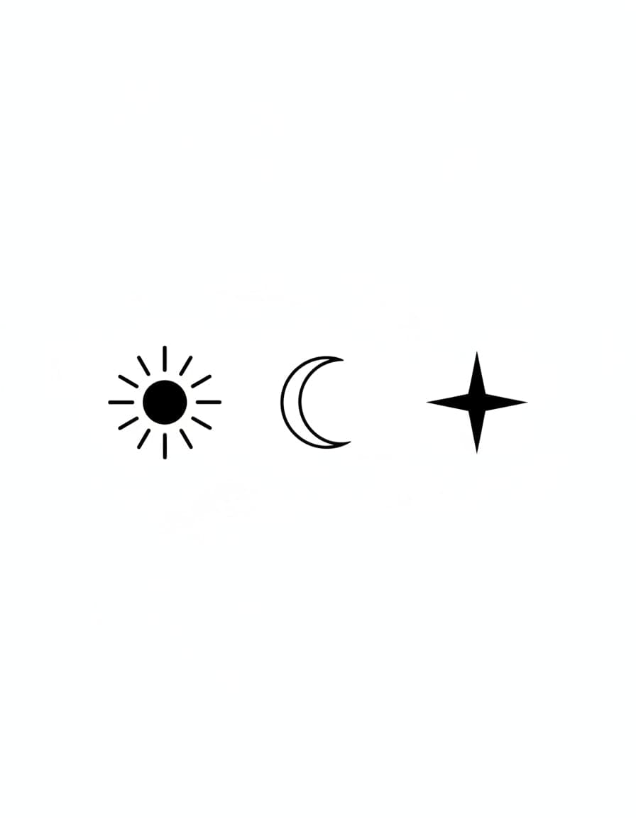 Minimalist Sun, Moon and Star Temporary Tattoo — view 1
