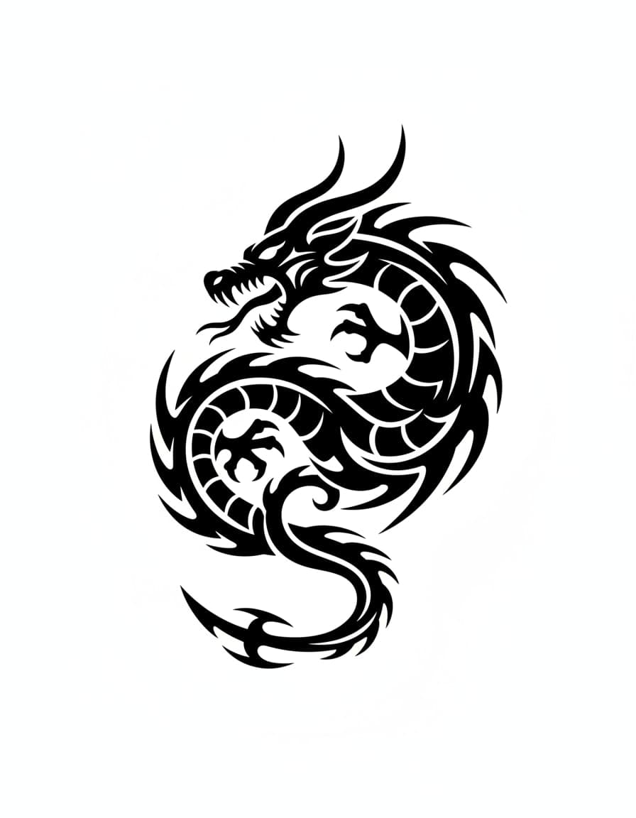 Tribal Dragon Temporary Tattoo — view 1