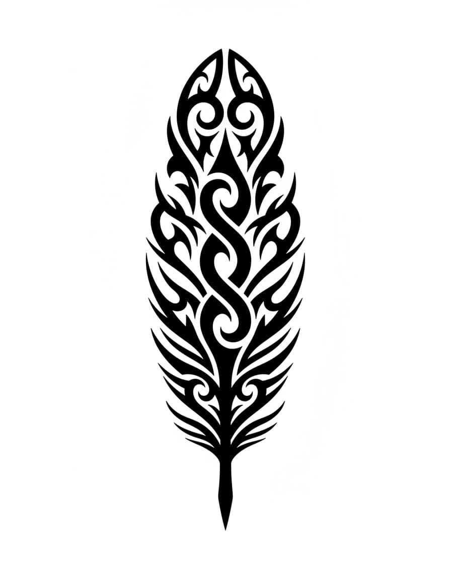Tribal Feather Temporary Tattoo — view 1