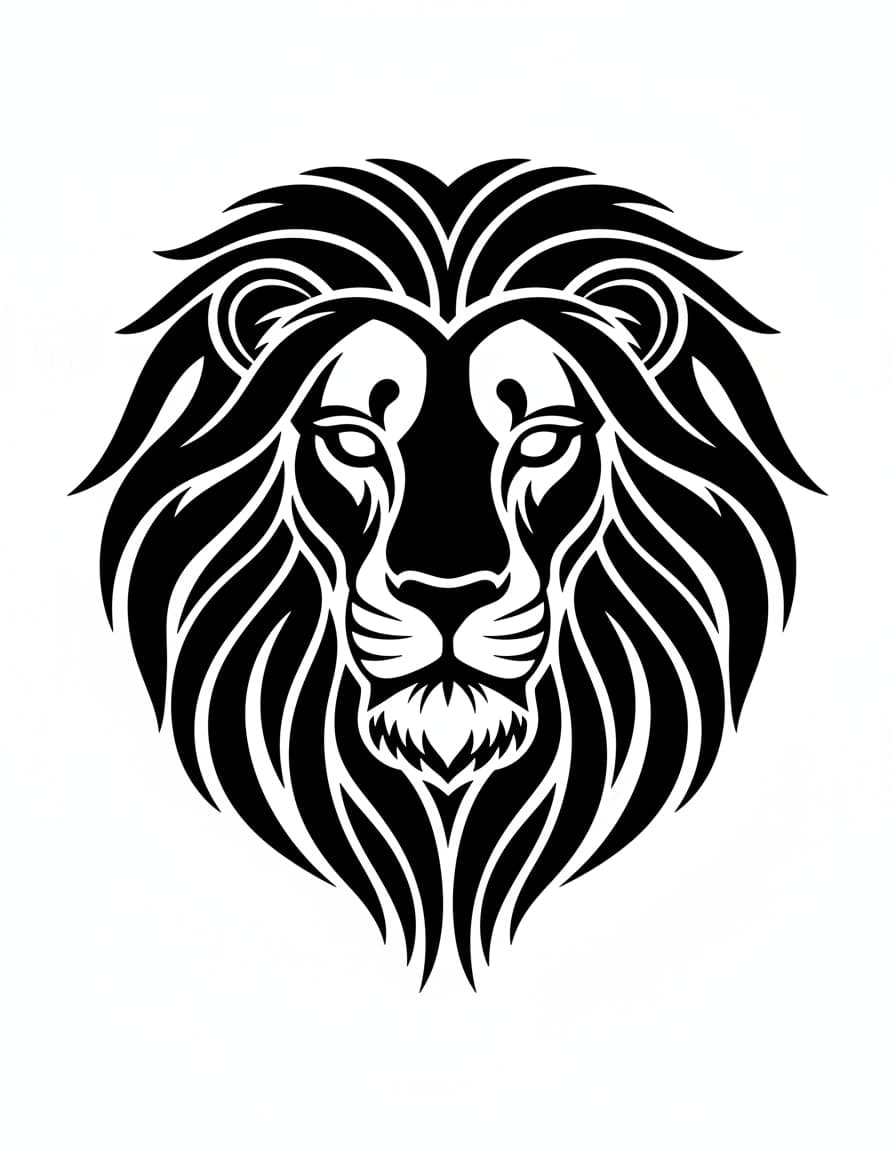 Tribal Lion Head Temporary Tattoo — view 1