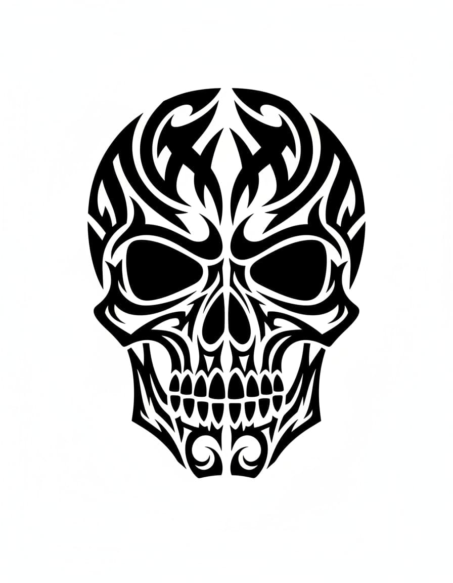 Tribal Skull Temporary Tattoo — view 1