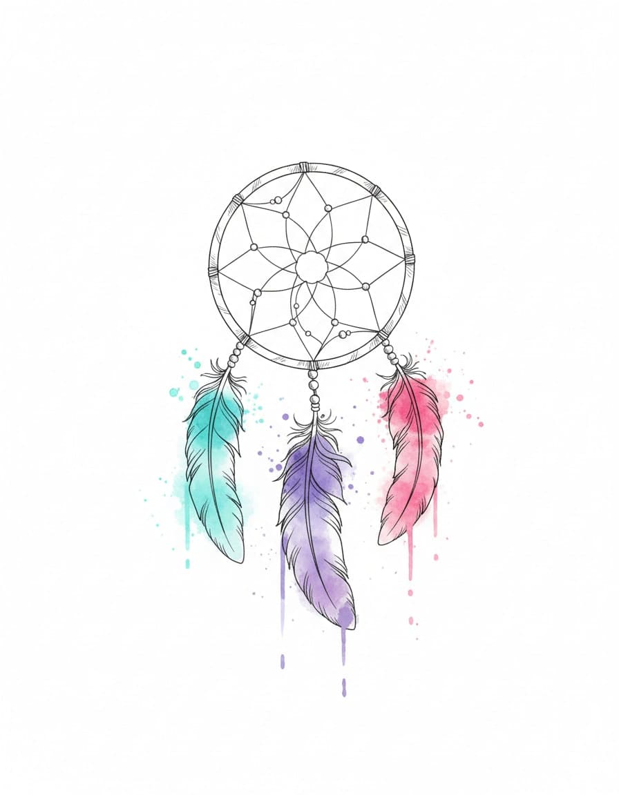 Watercolour Dream Catcher Temporary Tattoo — view 1