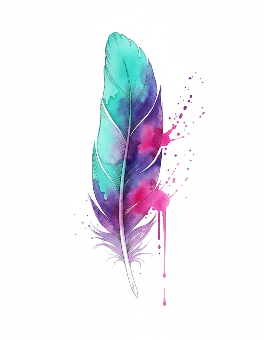 Watercolour Feather Temporary Tattoo — view 1