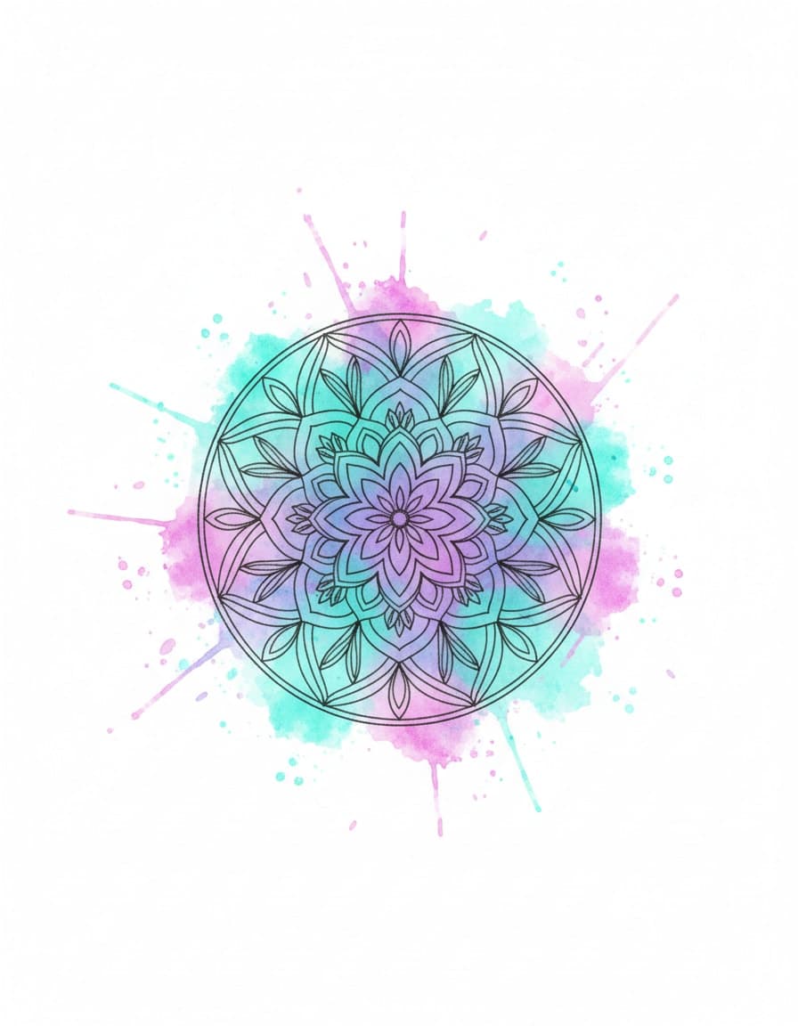 Watercolour Mandala Temporary Tattoo — view 1