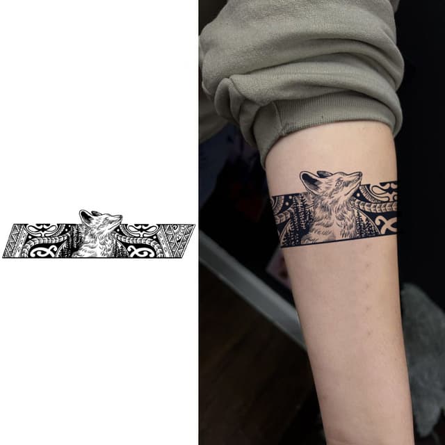 Wolf and tribal band — view 1
