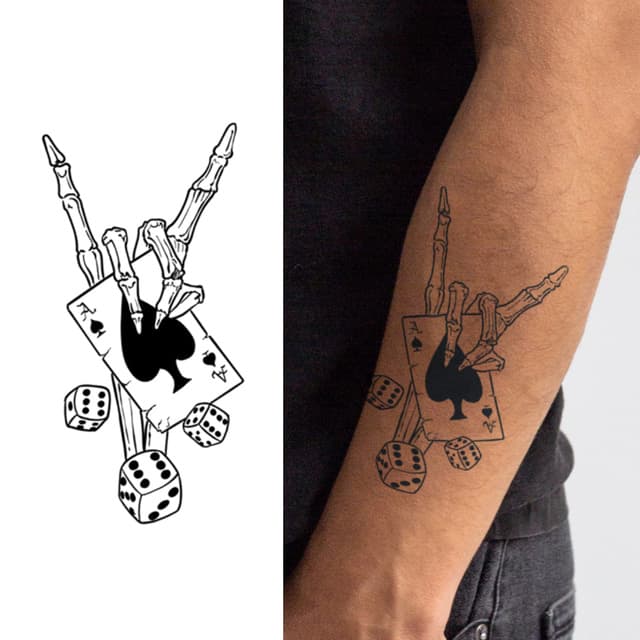 Skeleton hand with ace — view 1