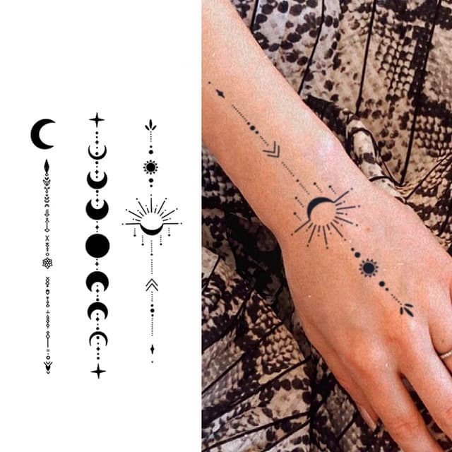 Sun, moon and arrow column trio — view 1