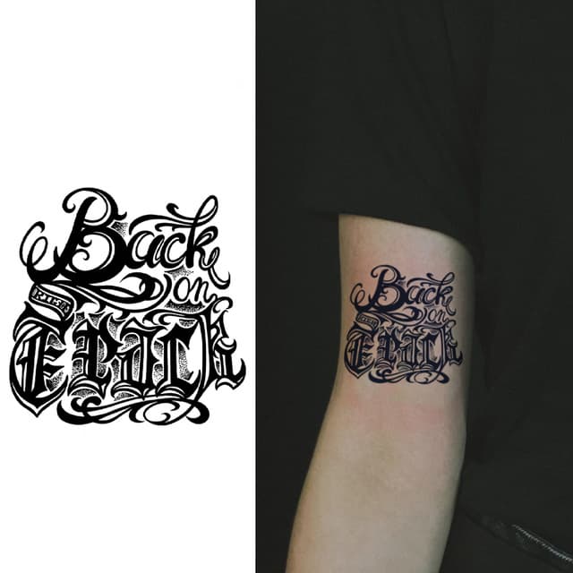 Back on track lettering — view 1