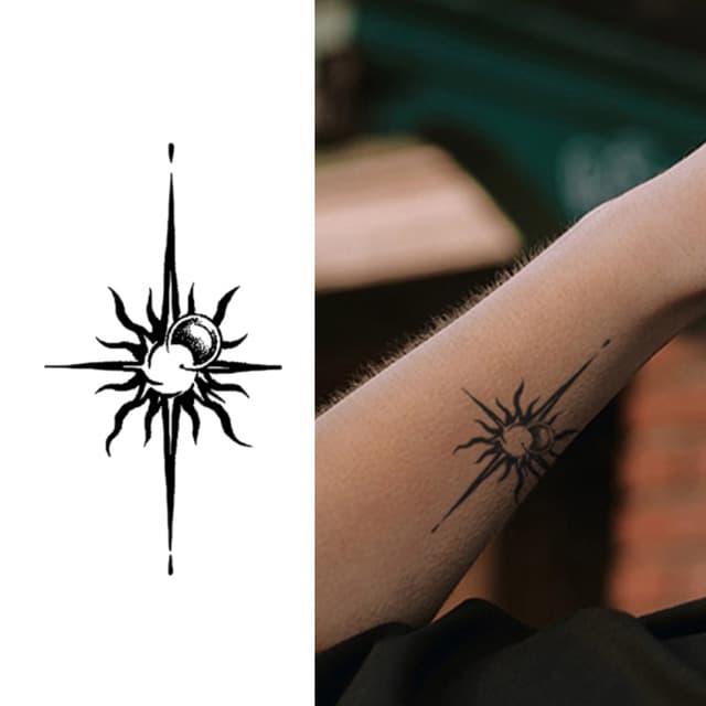 Tribal sun with skull — view 1