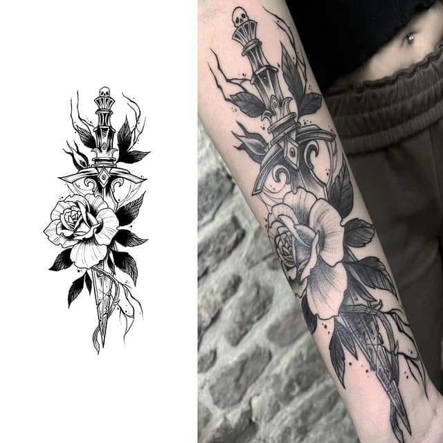 Dagger and rose — view 1