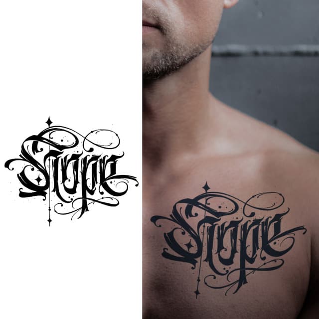 Hope lettering — view 1