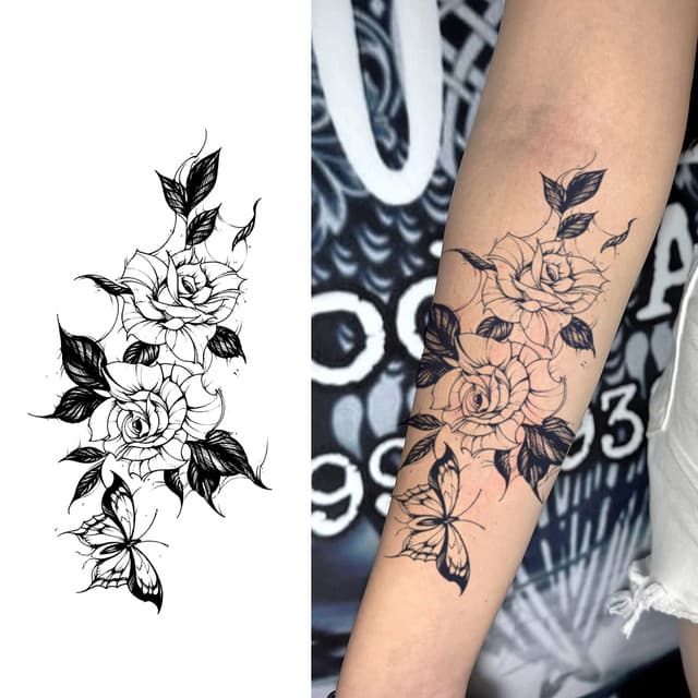 Roses and a butterfly — view 1