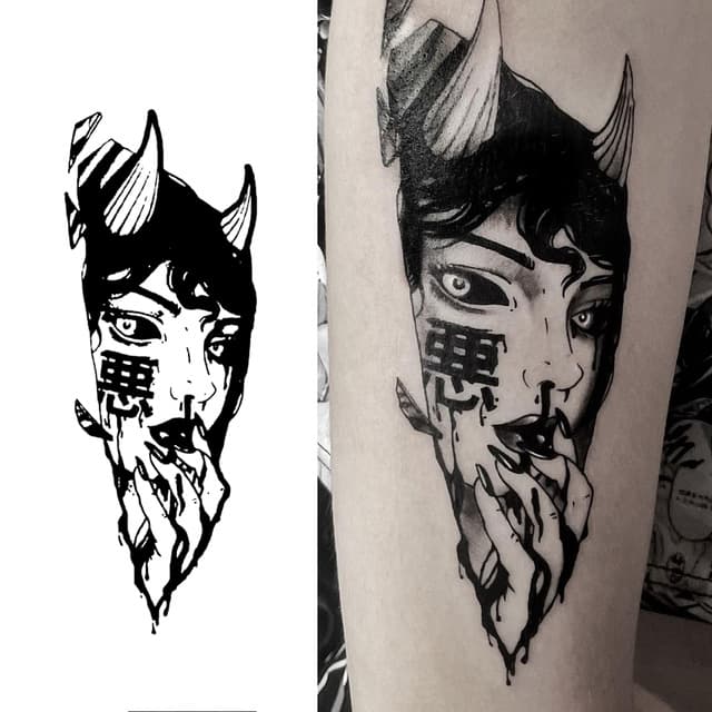 Horned oni woman — view 1