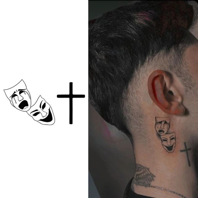 Masks and cross — view 1
