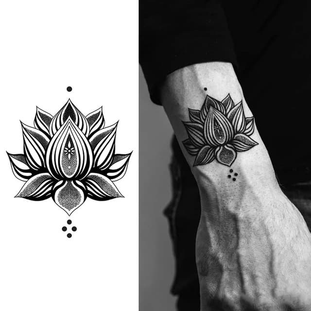 Dotwork lotus bloom
