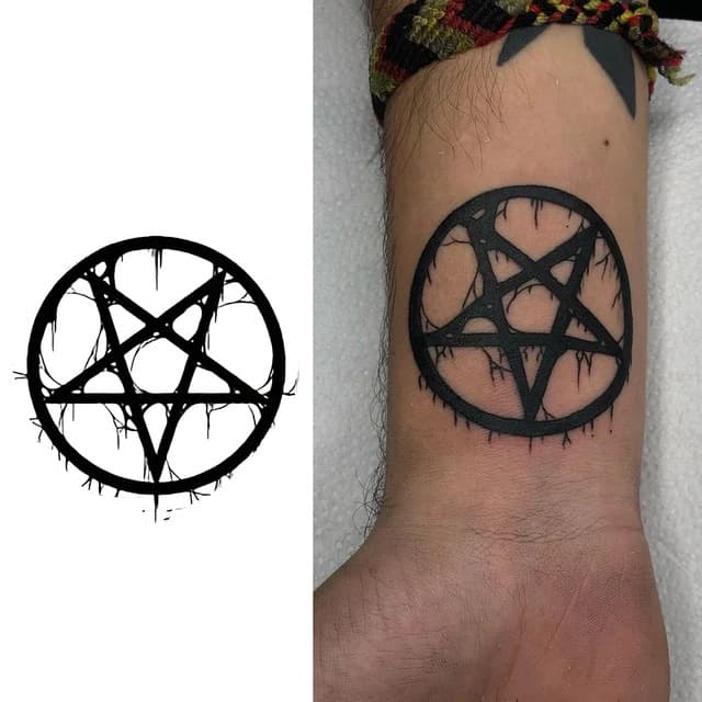 Dripping inverted pentagram — view 1