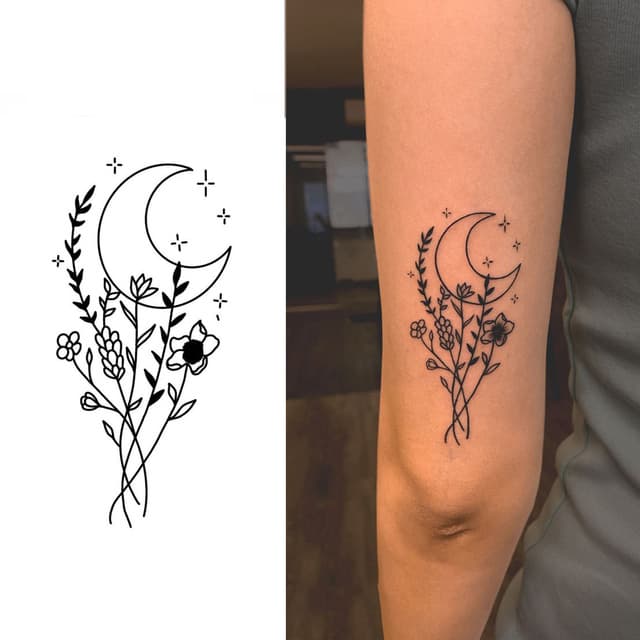 Crescent moon wildflower bouquet — view 1