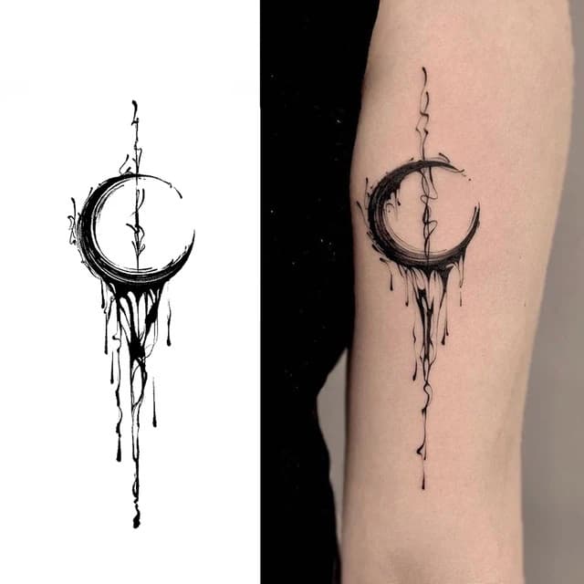 Dripping ink crescent — view 1