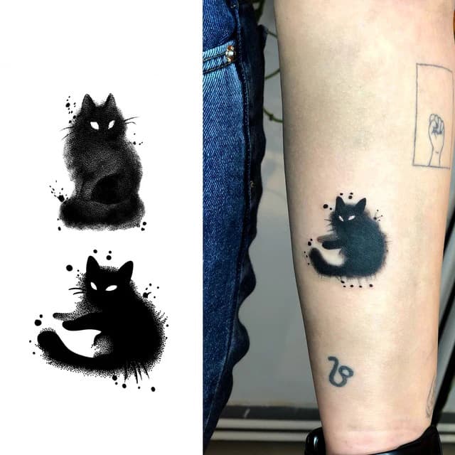 Inky black cat pair — view 1