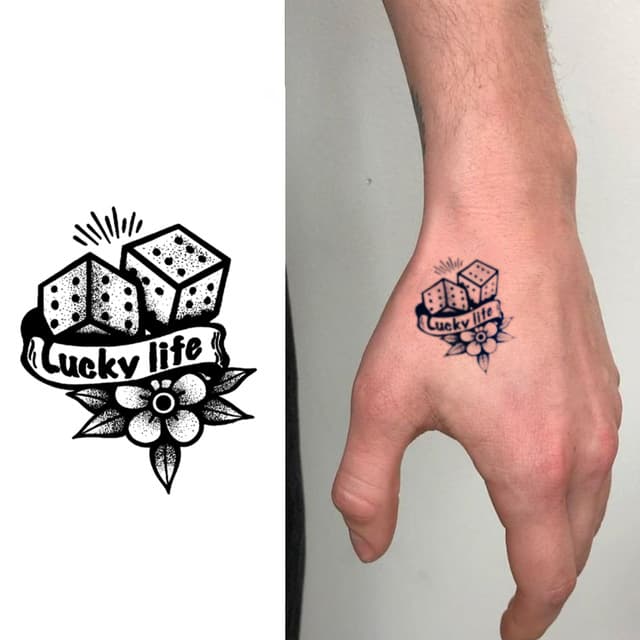Lucky life dice and flower — view 1