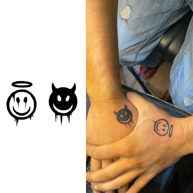 Angel and devil smiley pair — view 1
