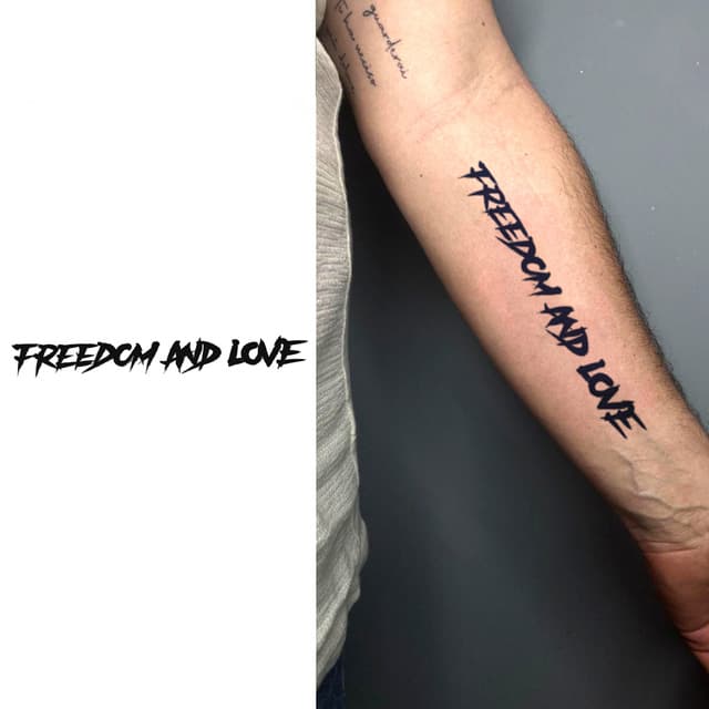 Freedom and love jagged graffiti — view 1