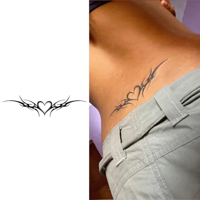 Lower-back tribal heart band — view 1