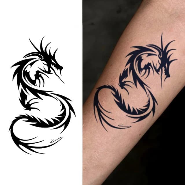 Coiled tribal dragon — view 1
