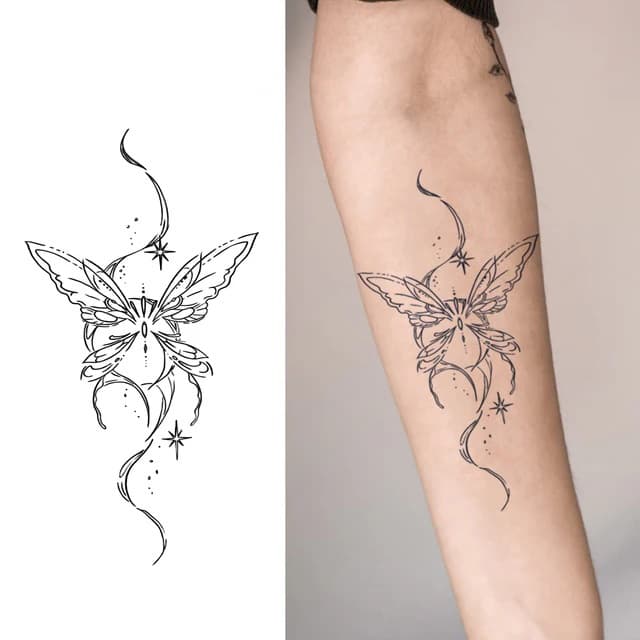 Celestial butterfly with crescent and stars — view 1