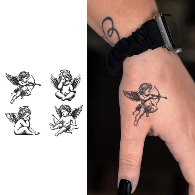 Cherub flash sheet — four poses — view 1