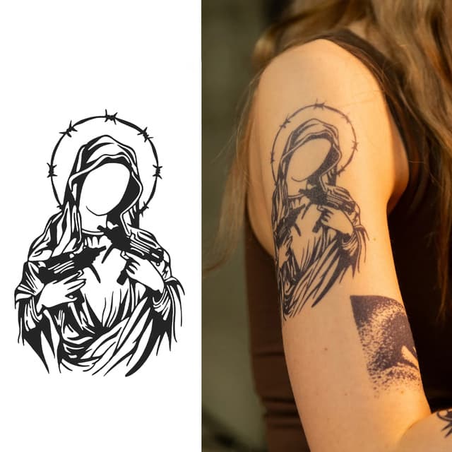 Faceless Madonna with thorned halo — view 1
