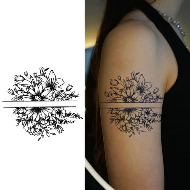Split floral armband — lilies and daisies — view 1