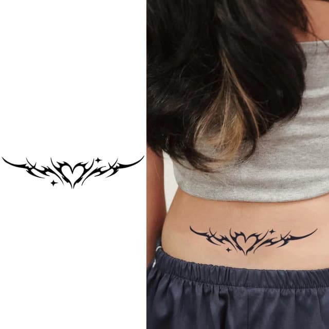 Sparkled tribal heart lower-back flourish — view 1