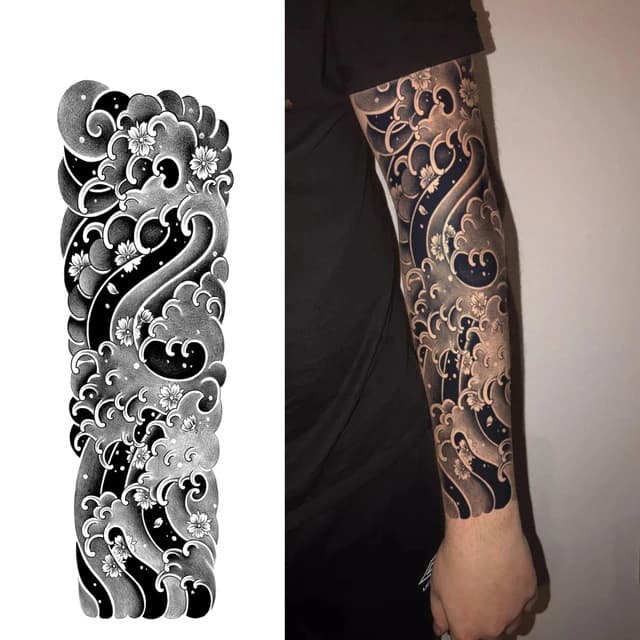 Cherry blossom wave — full sleeve — view 1