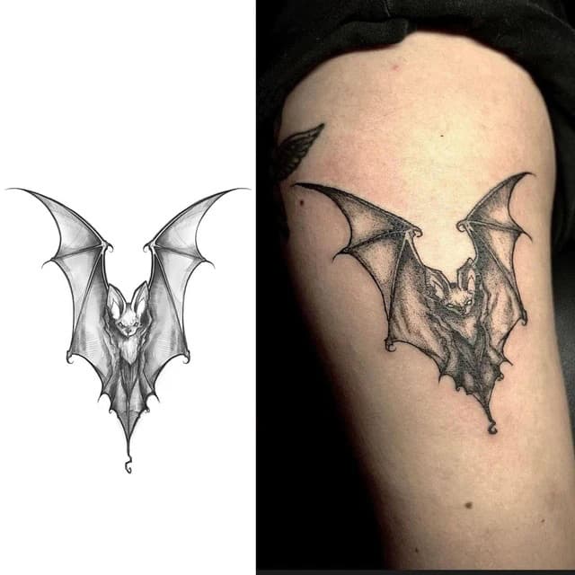 Greywash bat with outspread wings — view 1