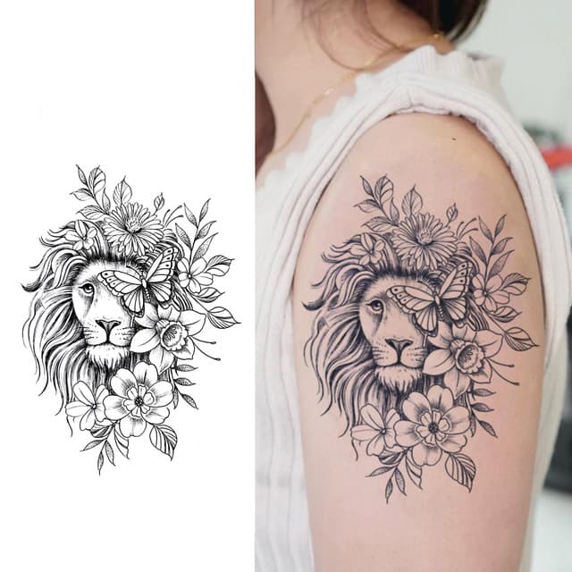 Lioness in bloom with a butterfly — view 1